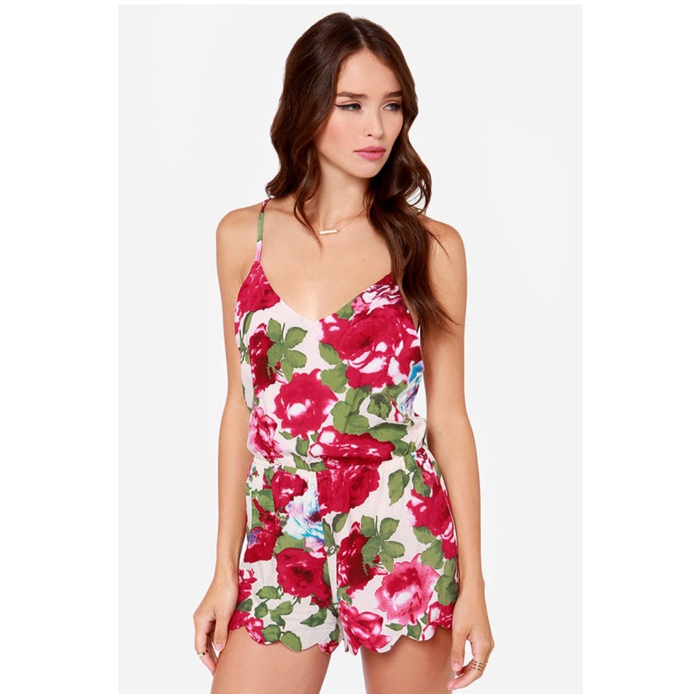 XS Lulus Floral Backless Romper
